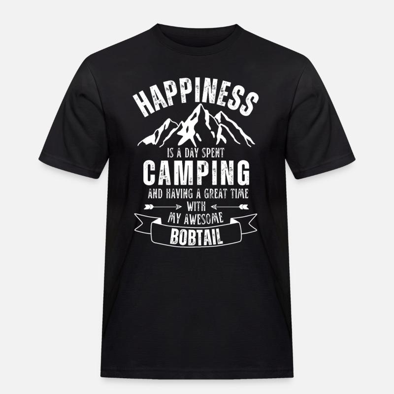 Camping und Bobtail - Männer Workwear T-Shirt - Schwarz