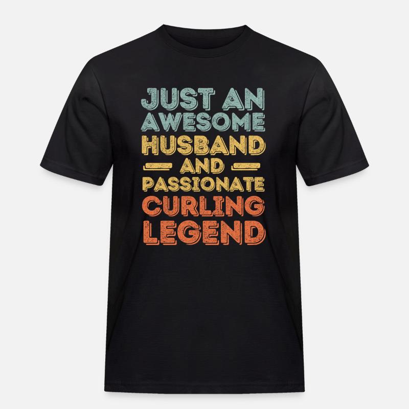 Ehemann Curling retro - Männer Workwear T-Shirt - Schwarz