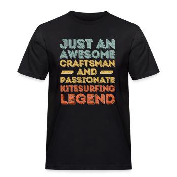Artisan Kitesurfing retro - Men's Workwear T-Shirt - black - Front - AI Model Male 178 light (178cm)