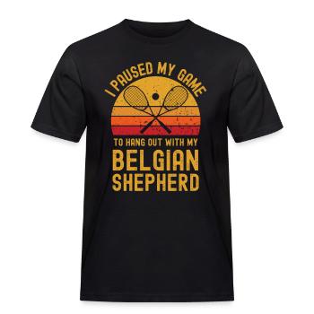 Squash en Belgische Herder - Mannen Workwear T-shirt - zwart - Voor - AI Model Male 178 light (178cm)