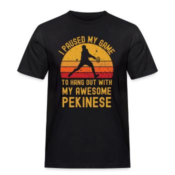 Tennis und Pekinese - Männer Workwear T-Shirt - Schwarz - Vorne - AI Model Male 178 light (178cm)