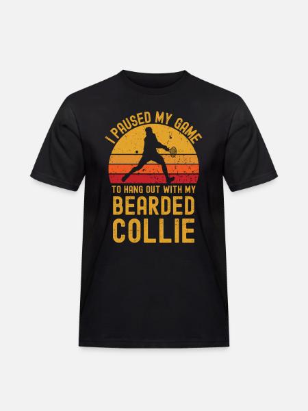 Tennis and Bearded Collie - Men's Workwear T-Shirt - black