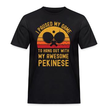 Tischtennis und Pekinese - Männer Workwear T-Shirt - Schwarz - Vorne - AI Model Male 178 light (178cm)