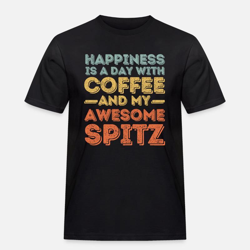 Spitz Kaffee Hund Cafe - Männer Workwear T-Shirt - Schwarz