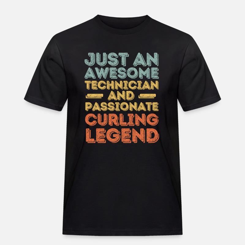 Techniker Curling retro - Männer Workwear T-Shirt - Schwarz