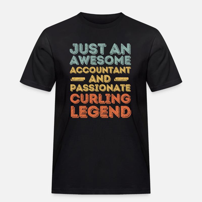 Buchhalter Curling retro - Männer Workwear T-Shirt - Schwarz