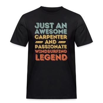 Zimmermann Windsurfen retro - Männer Workwear T-Shirt - Schwarz - Vorne - AI Model Male 178 light (178cm)