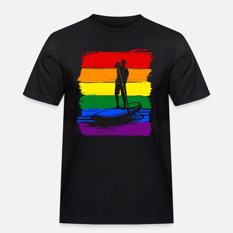 Paddleboard LGBT Pride - Männer Workwear T-Shirt - Schwarz