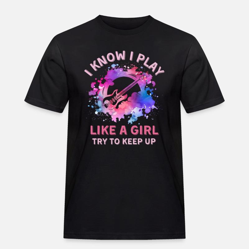 Frauen Gitarre Mädchen - Männer Workwear T-Shirt - Schwarz