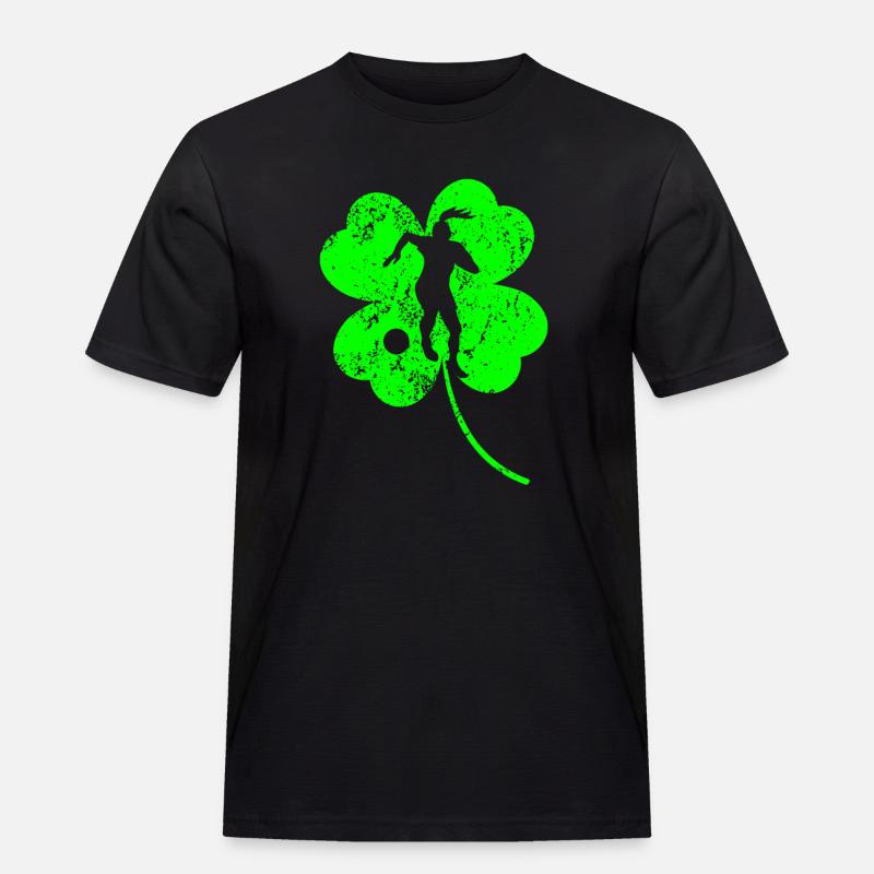Fußball St. Patrick's Day Kleeblatt - Männer Workwear T-Shirt - Schwarz