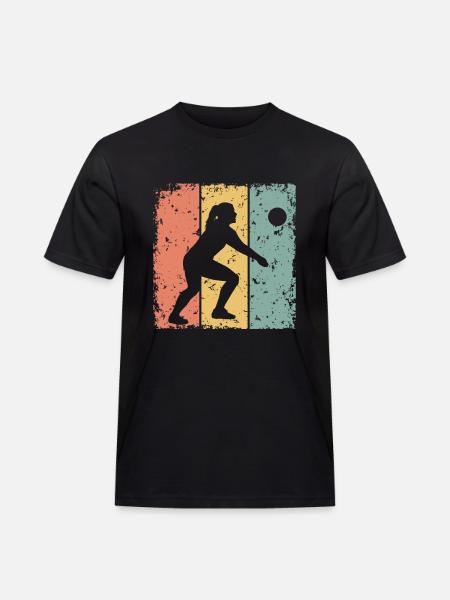 Women Volleyball retro - Men's Workwear T-Shirt - black