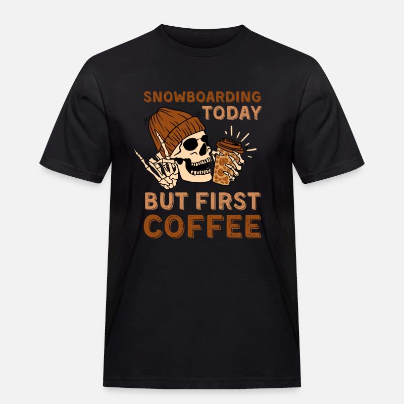 Kaffee Snowboard Skelett - Männer Workwear T-Shirt - Schwarz