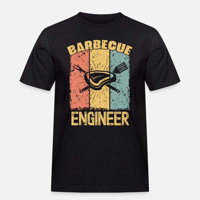 Barbecue Engineer retro - Männer Workwear T-Shirt - Schwarz