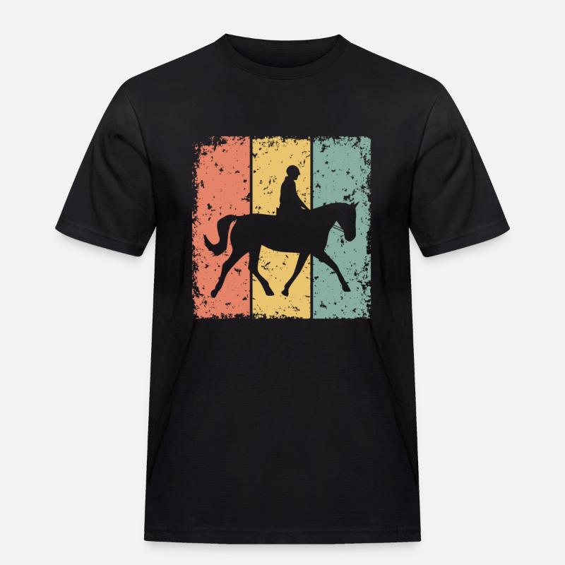 Reiten Retro - Männer Workwear T-Shirt - Schwarz