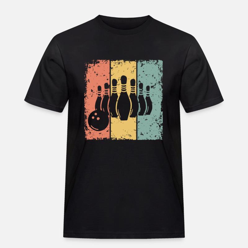 Bowling Retro - Männer Workwear T-Shirt - Schwarz