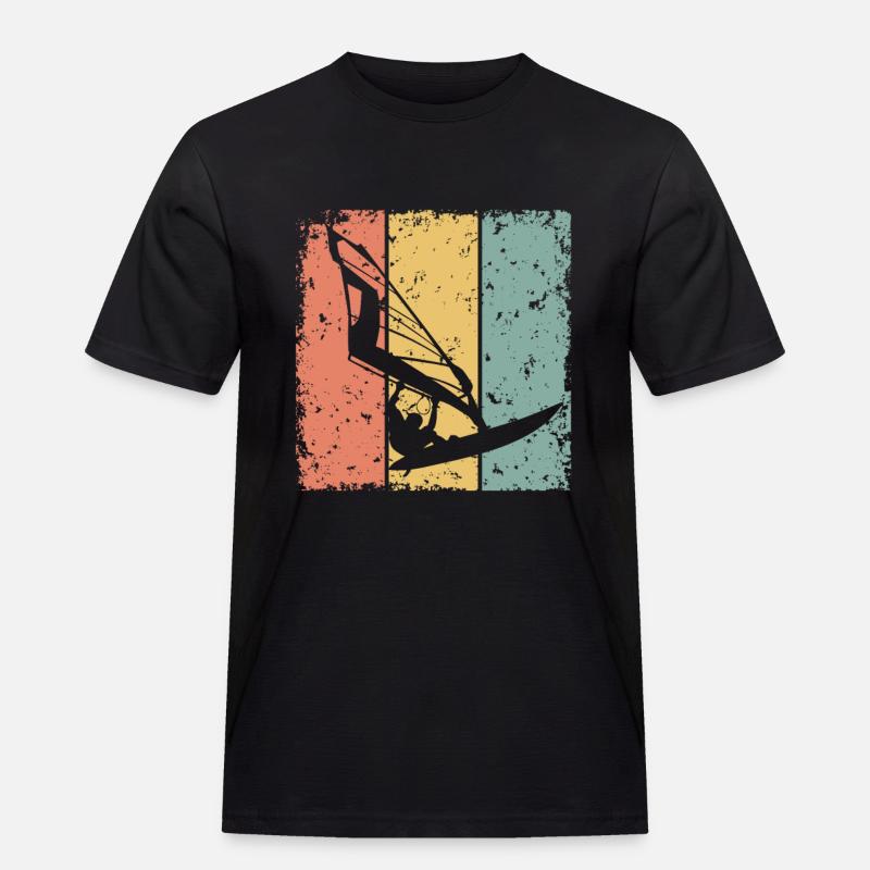 Windsurfen Retro - Männer Workwear T-Shirt - Schwarz