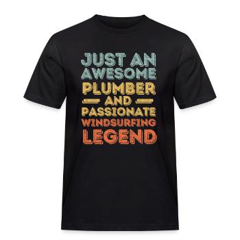Klempner Windsurf Legende retro - Männer Workwear T-Shirt - Schwarz - Vorne - AI Model Male 178 light (178cm)