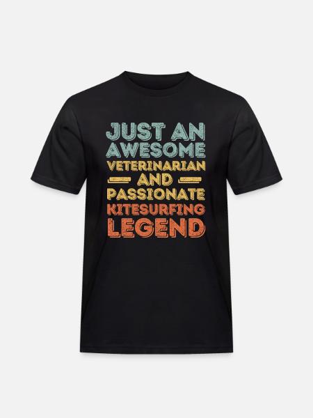 Veterinarian Kitesurfing legend retro - Men's Workwear T-Shirt - black