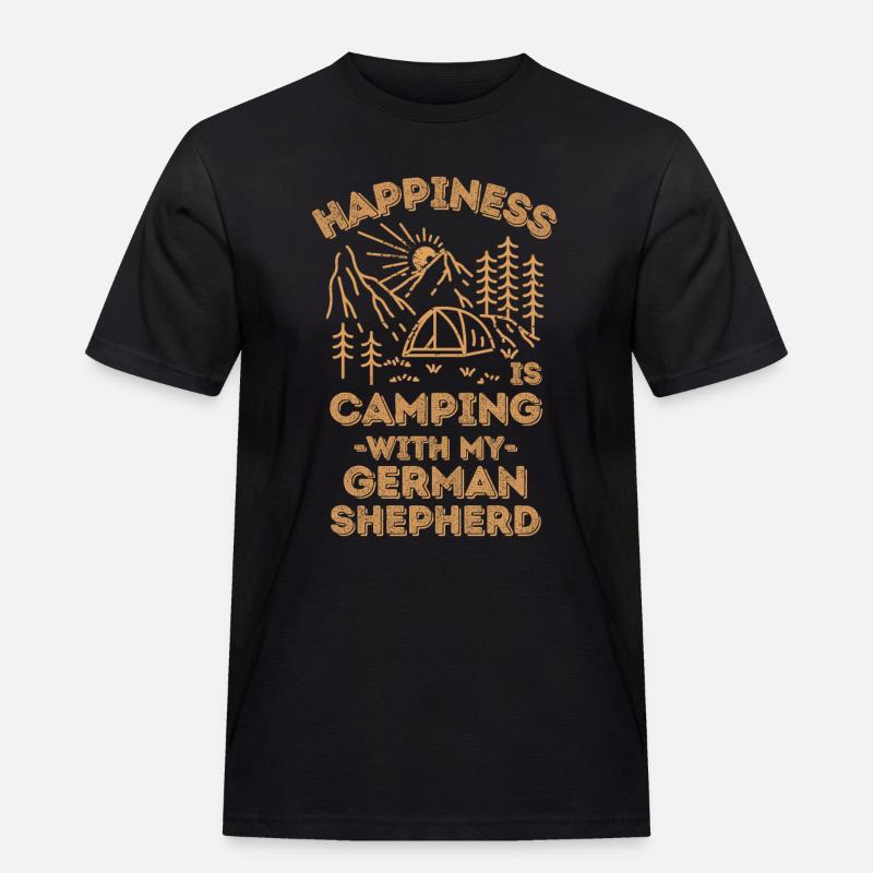 Camping mit Deutschem Schäferhund - Männer Workwear T-Shirt - Schwarz