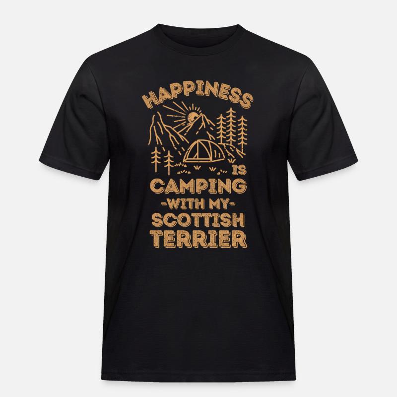 Camping mit schottischem Terrier - Männer Workwear T-Shirt - Schwarz