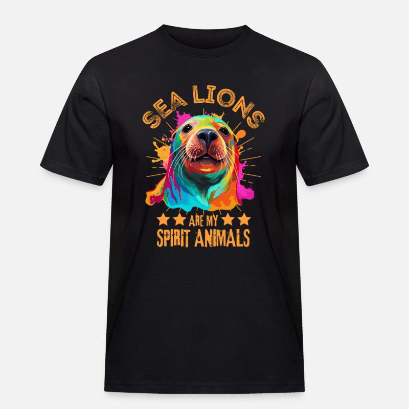 Bunter Seelöwe Robbe Seehund - Männer Workwear T-Shirt - Schwarz