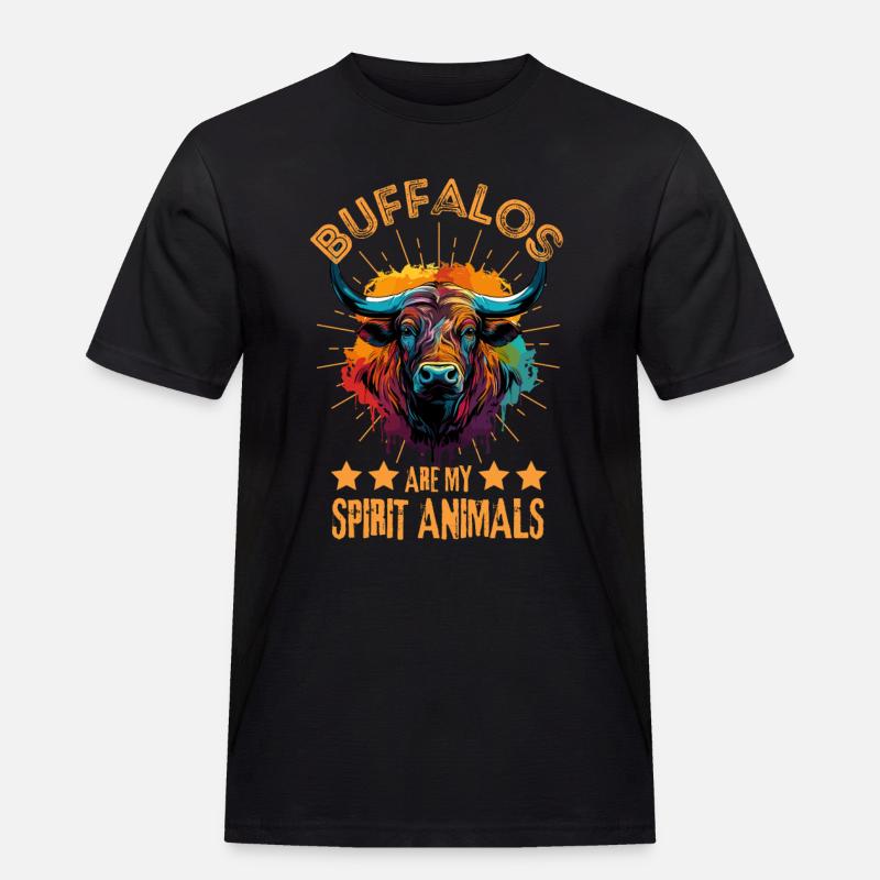 Bunter Büffel Wasserbüffel - Männer Workwear T-Shirt - Schwarz