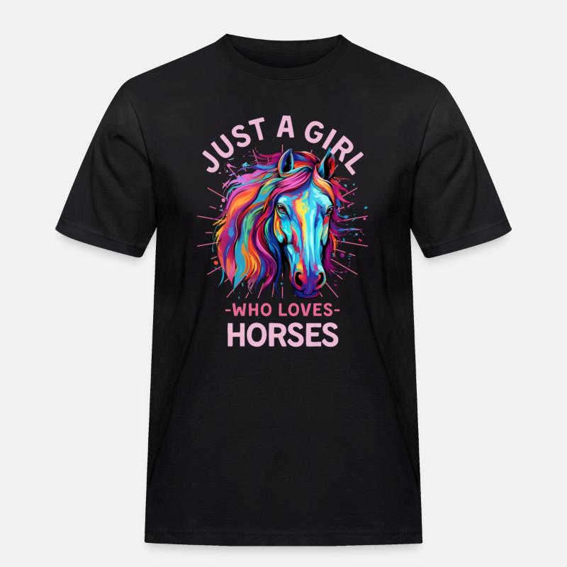 Buntes Pferd Mädchen Frauen - Männer Workwear T-Shirt - Schwarz