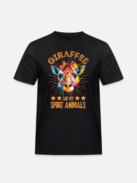 Bunte Giraffe Farbkleckse Farbspritzer - Männer Workwear T-Shirt - Schwarz