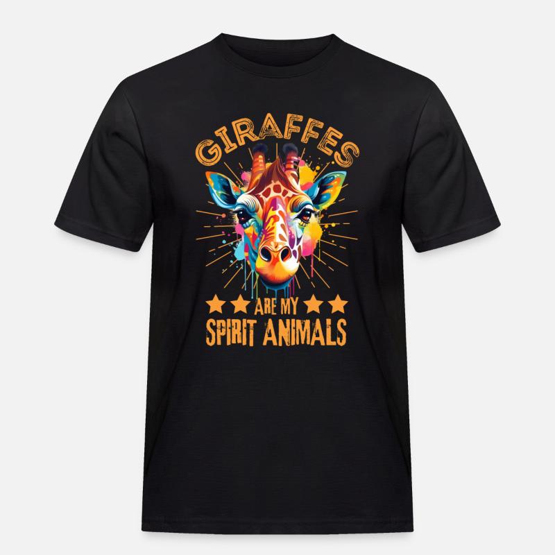 Bunte Giraffe Farbkleckse Farbspritzer - Männer Workwear T-Shirt - Schwarz