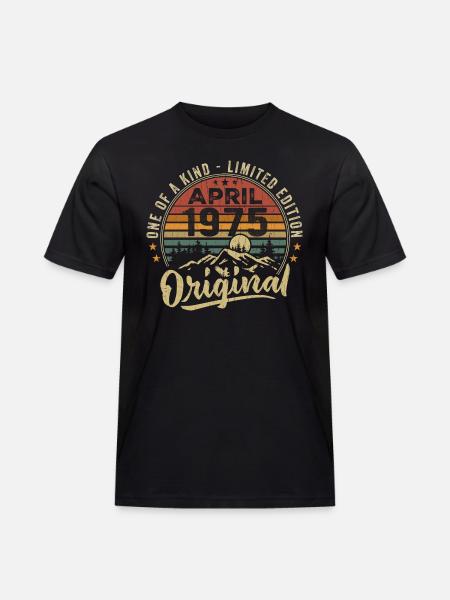 April 1975 Vintage 1975 Birthday Gift - Men's Workwear T-Shirt - black