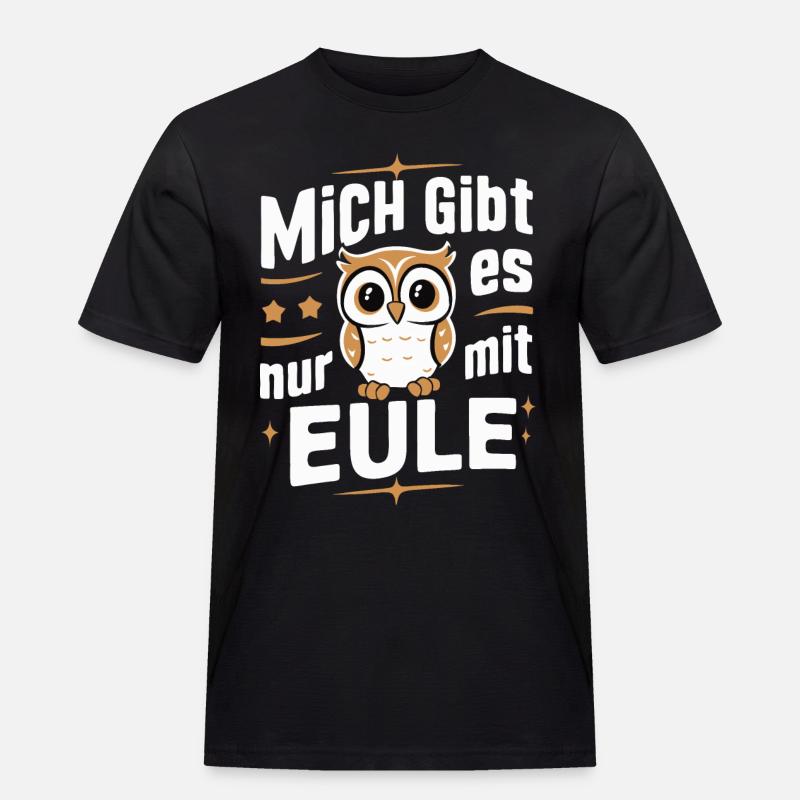 Nachteule Eule Eulen Vogel - Männer Workwear T-Shirt - Schwarz