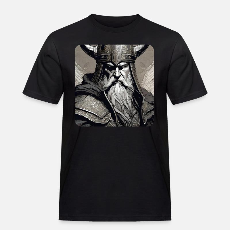 Stolzer Wikinger mit Hörner Helm - Männer Workwear T-Shirt - Schwarz