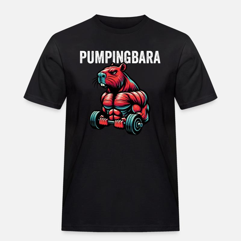 Pumpingbara - Capybara - Männer Workwear T-Shirt - Schwarz
