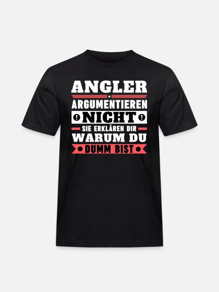 Angler argumentieren nicht - Männer Workwear T-Shirt - Schwarz