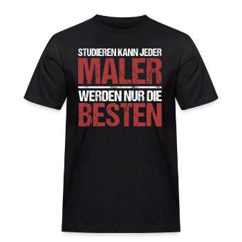 Studieren kann jeder; Maler sind die Besten - Männer Workwear T-Shirt - Schwarz - Vorne - AI Model Male 178 light (178cm)