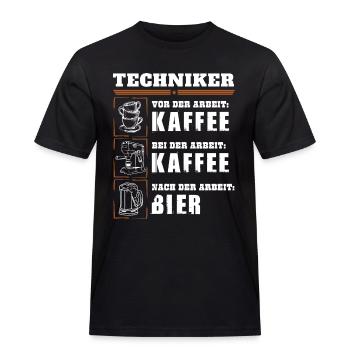 Mein Tagesablauf als Techniker - Männer Workwear T-Shirt - Schwarz - Vorne - AI Model Male 178 light (178cm)