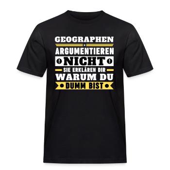 Geographers don't argue - Men's Workwear T-Shirt - black - Front - AI Model Male 178 light (178cm)