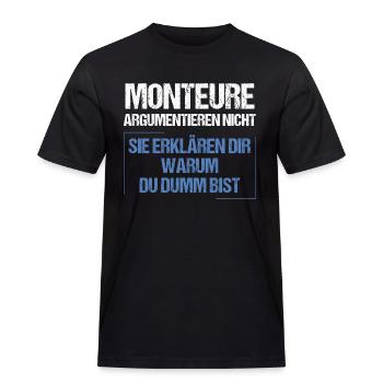 Fitters don't argue - Men's Workwear T-Shirt - black - Front - AI Model Male 178 light (178cm)
