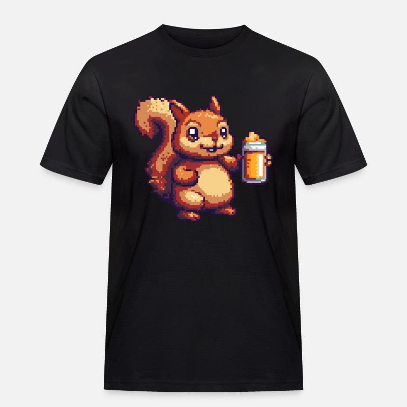 Squirrel Pixel Beer - Men's Workwear T-Shirt - black