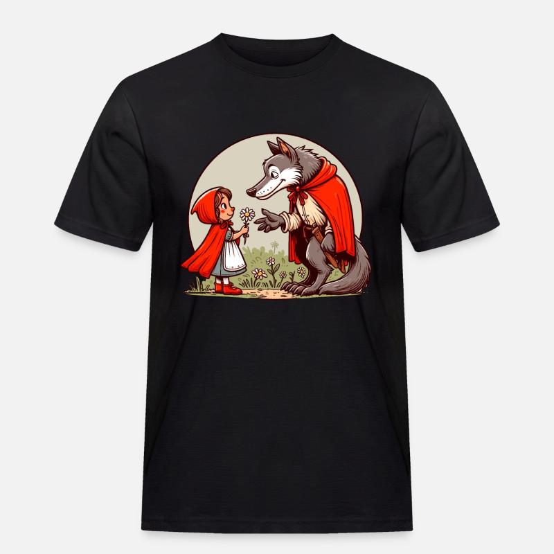 Rotkäppchen Märchen Wolf Niedlich Märchenfigur - Männer Workwear T-Shirt - Schwarz
