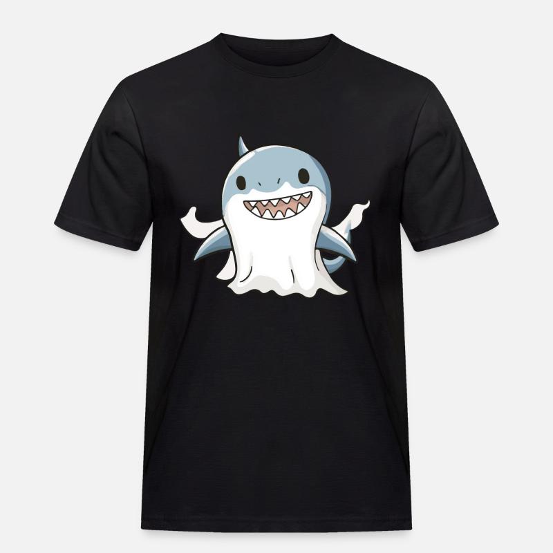 Shark Halloween Comic Ghost - Men's Workwear T-Shirt - black