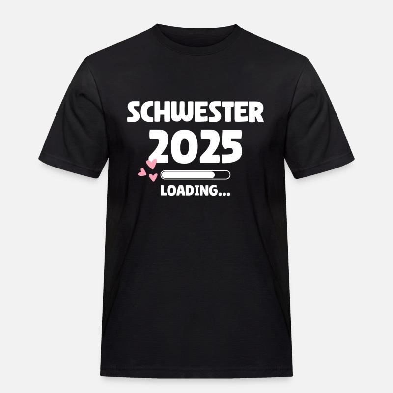 Schwester 2025 Loading - Männer Workwear T-Shirt - Schwarz