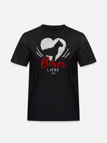 Boxer Liebe mit Herz - Männer Workwear T-Shirt - Schwarz
