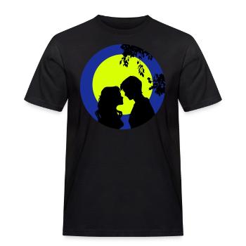 vollmond liebespaar - Männer Workwear T-Shirt - Schwarz - Vorne - AI Model Male 178 light (178cm)
