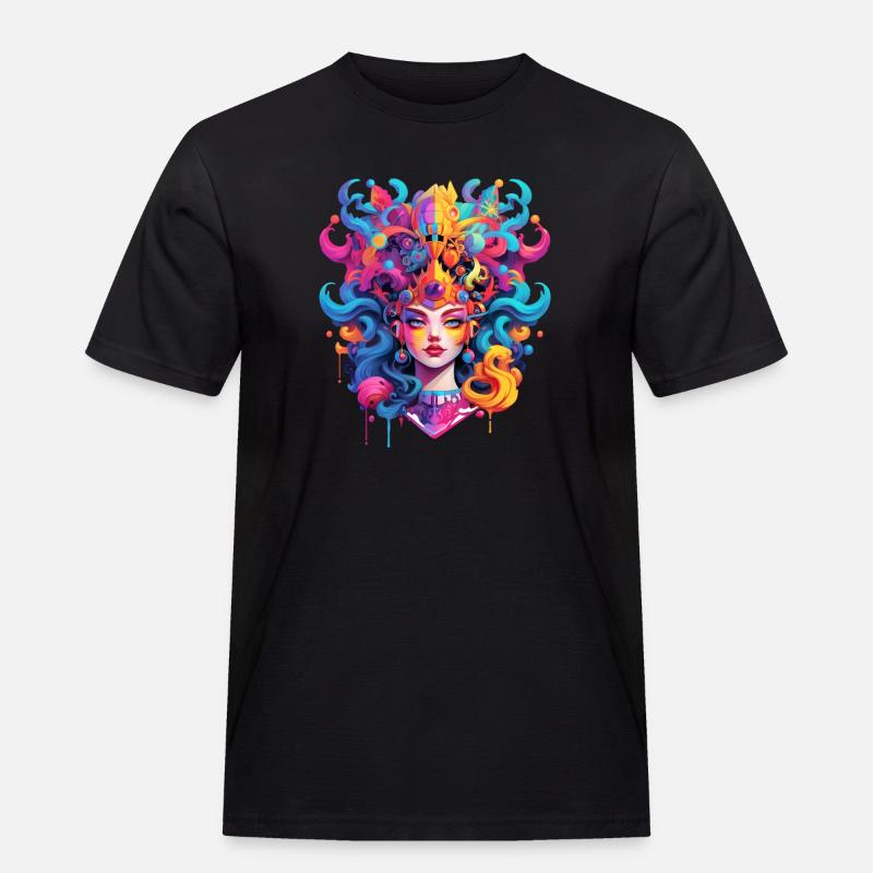 Synthwave Queen - Männer Workwear T-Shirt - Schwarz