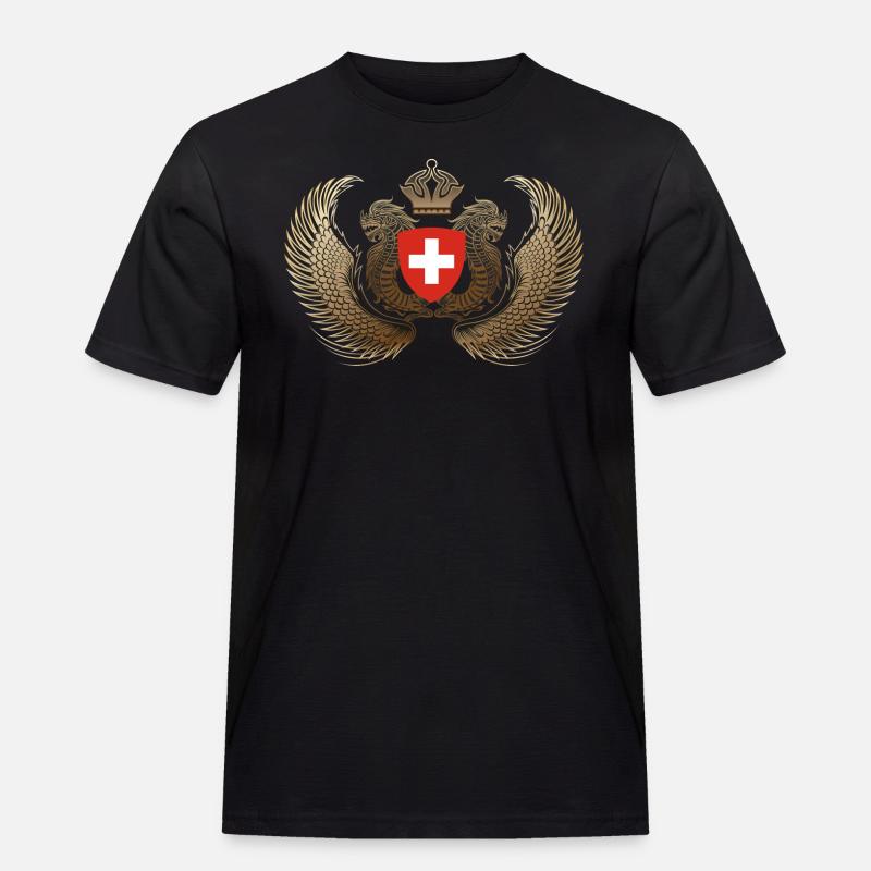 schweiz-flugel - Männer Workwear T-Shirt - Schwarz