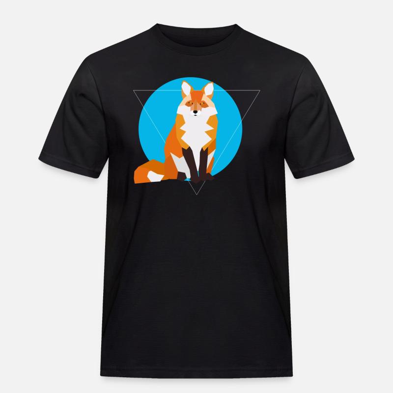 Geometric Fox - Männer Workwear T-Shirt - Schwarz