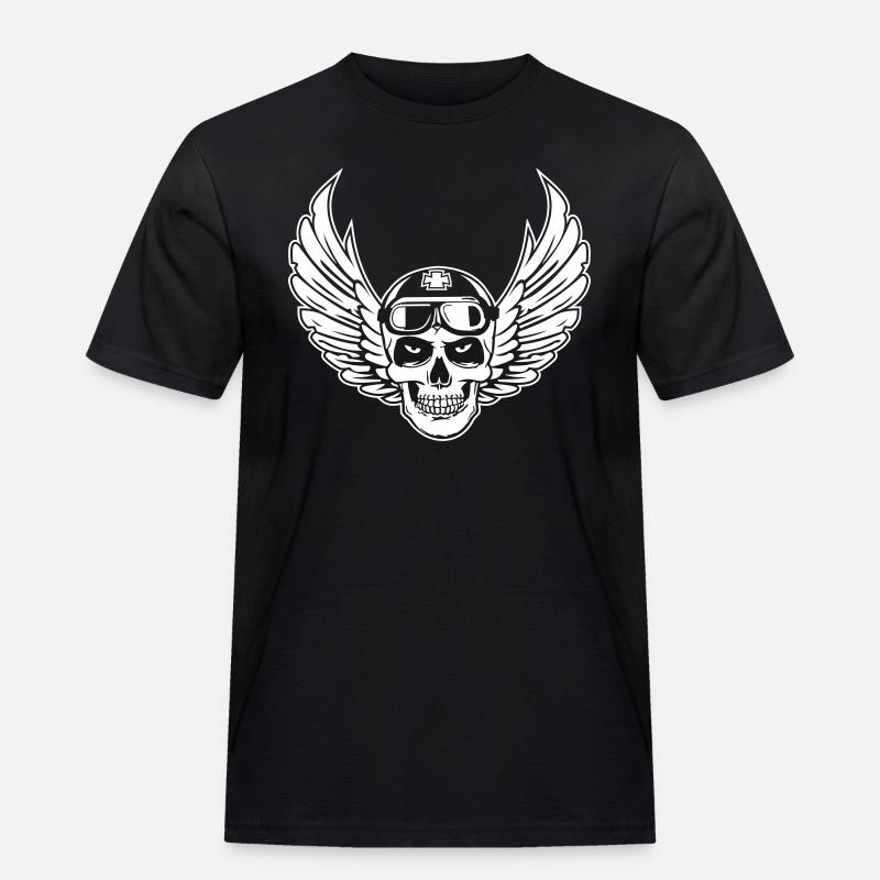 Flying Skull - Männer Workwear T-Shirt - Schwarz