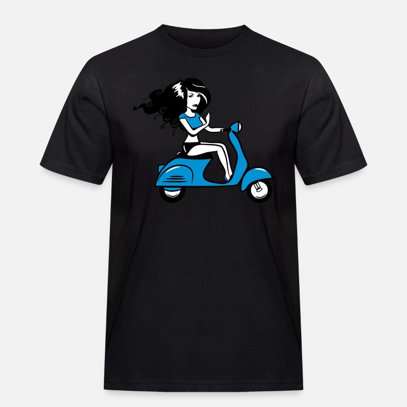 motorroller mädchen sexy - Männer Workwear T-Shirt - Schwarz