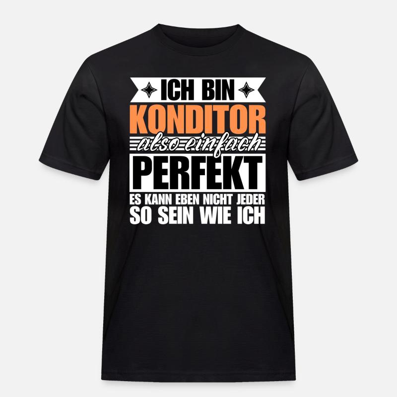 Perfekter Konditor - Männer Workwear T-Shirt - Schwarz